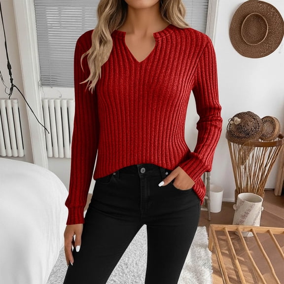 Roncen V Neck Long Sleeve Shirts for Women Casual Spring Tops Lightweight Tunic Sweaters Fashion Clothes Loose Fit 2026