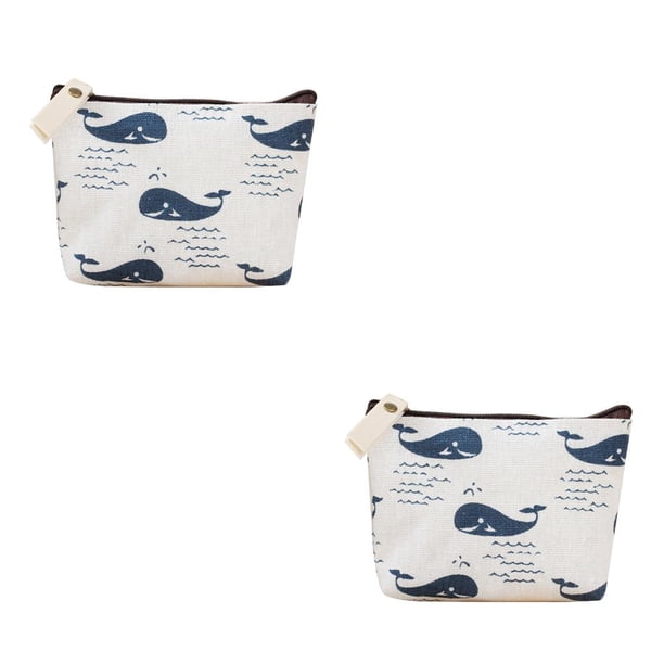 Minnieouse ¡Novedad de 2020! Mini monedero de lona con animales frescos pequeños, monedero con cremallera, billeteras para regalo ballena 2piezas Minnieouse CBP007323