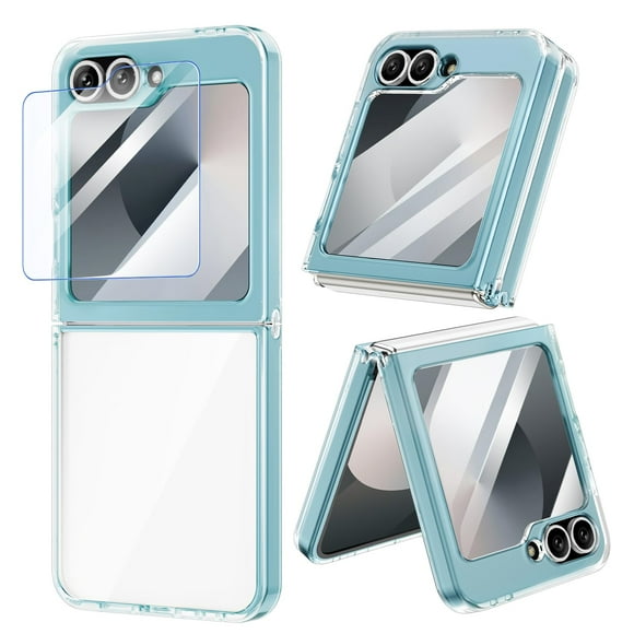 Funda de teléfono VEGO para Samsung Galaxy Z Flip 6, color azul antiamarillo