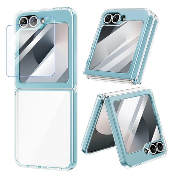 Funda de teléfono VEGO para Samsung Galaxy Z Flip 6, color azul antiamarillo