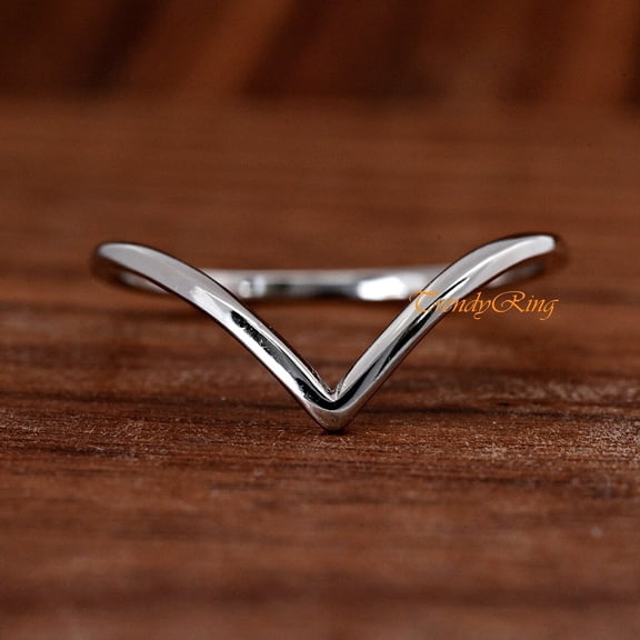 SS DESIGNS Sterling Silver Thumb Ring 925 V Chevron Wishbone Stackable Minimalist Engagement Band High Polished Silver Ring for Women