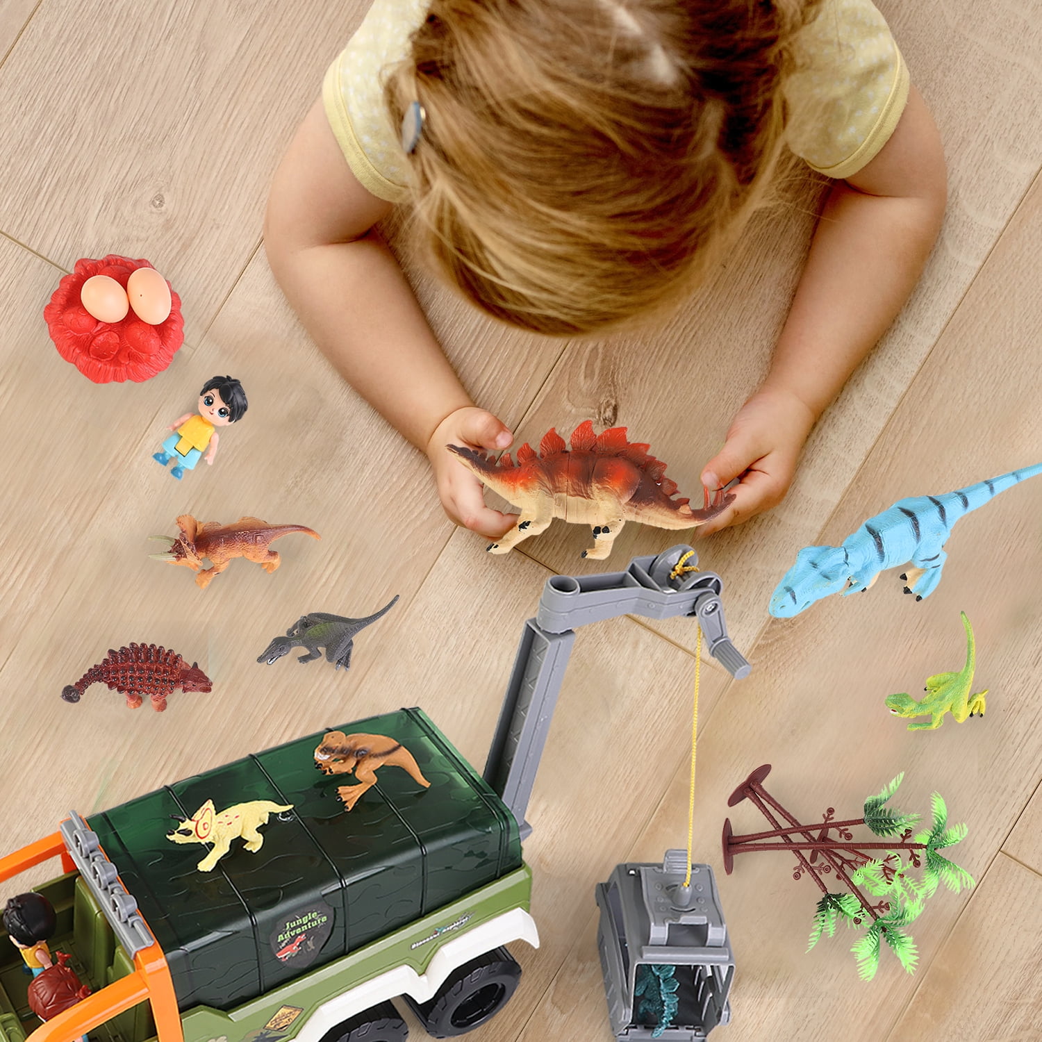 DINORUN Dinosaur Toys for Boys 3-5 - Dinosaur Truck Toy Dinosaur Playset  Gift for Kids 