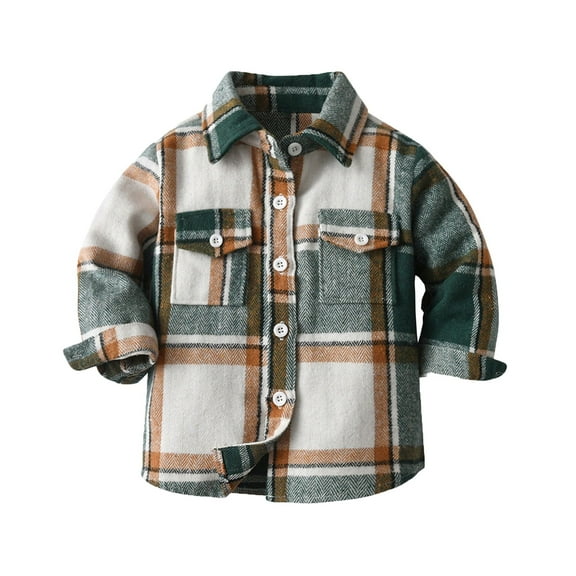 Toddler Boys Girls Hoodie Plaid Flannel Hooded Jacket Long Sleeve T-Shirt Tops Fall Winter Coat Outwear for 2-10 Years
