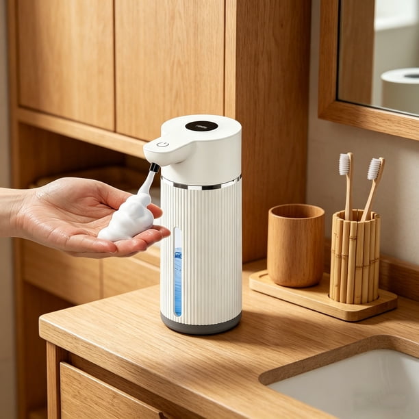 Máquina desinfectante de manos de espuma sin contacto con dispensador automático de jabón - Sensor infrarrojo, recargable, bomba portátil para encimera, uso interior y exterior en el hogar