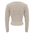 thumbnail image 6 of Vinsonshop Womens Cropped Square Neck Sweaters Long Sleeve Ribbed Knit Pullover Tops Slim Fit Casual Basic Jumpers Fall Clothes Y2k Beige L, 6 of 9