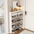 thumbnail image 3 of Gabinete de zapatos con cubo basculante ultrafino de viento crema, puerta de entrada para el hogar, gabinete de entrada integrado, nuevo almacenamiento Popular 2025, 3 of 4