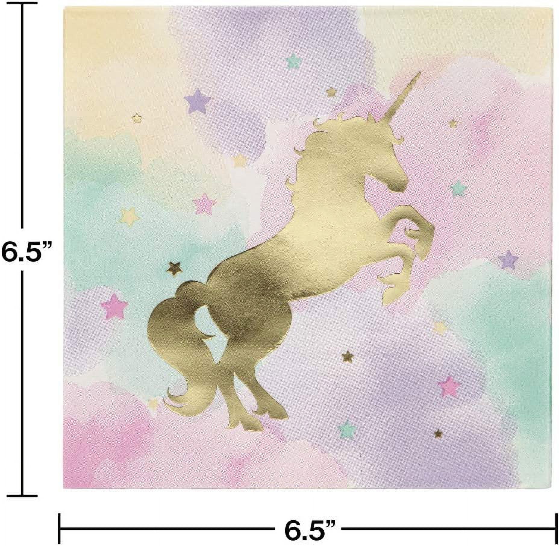 Sparkle Unicorn Paper Napkins 48 Count for 24 Guests