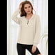 thumbnail image 5 of Sudadera con Capucha para Mujer, Cuello Abotonado, Cordón Ajustable, Sudadera Informal de Larga, Camisetas. Albaricoque XL, 5 of 10