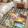 thumbnail image 4 of Area Rug for Living Room, Easter Chicken Eggs Non-Slip Indoor Large Carpet for Bedroom/Dining Room, Spring Daisy Flowers Blue Brown Plaid Washable Low-Profile Rectangle Floor Runner Rugs - 4 x 6 Ft, 4 of 8