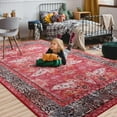 thumbnail image 3 of Cydiria Vintage Boho Traditional Oriental Faux Wool Area Rug, 5' x 8', Red, 3 of 7