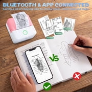 SLOK Thermal Mini Printer, Portable Inkless Bluetooth Sticker Maker with 10 Rolls Paper, Pink