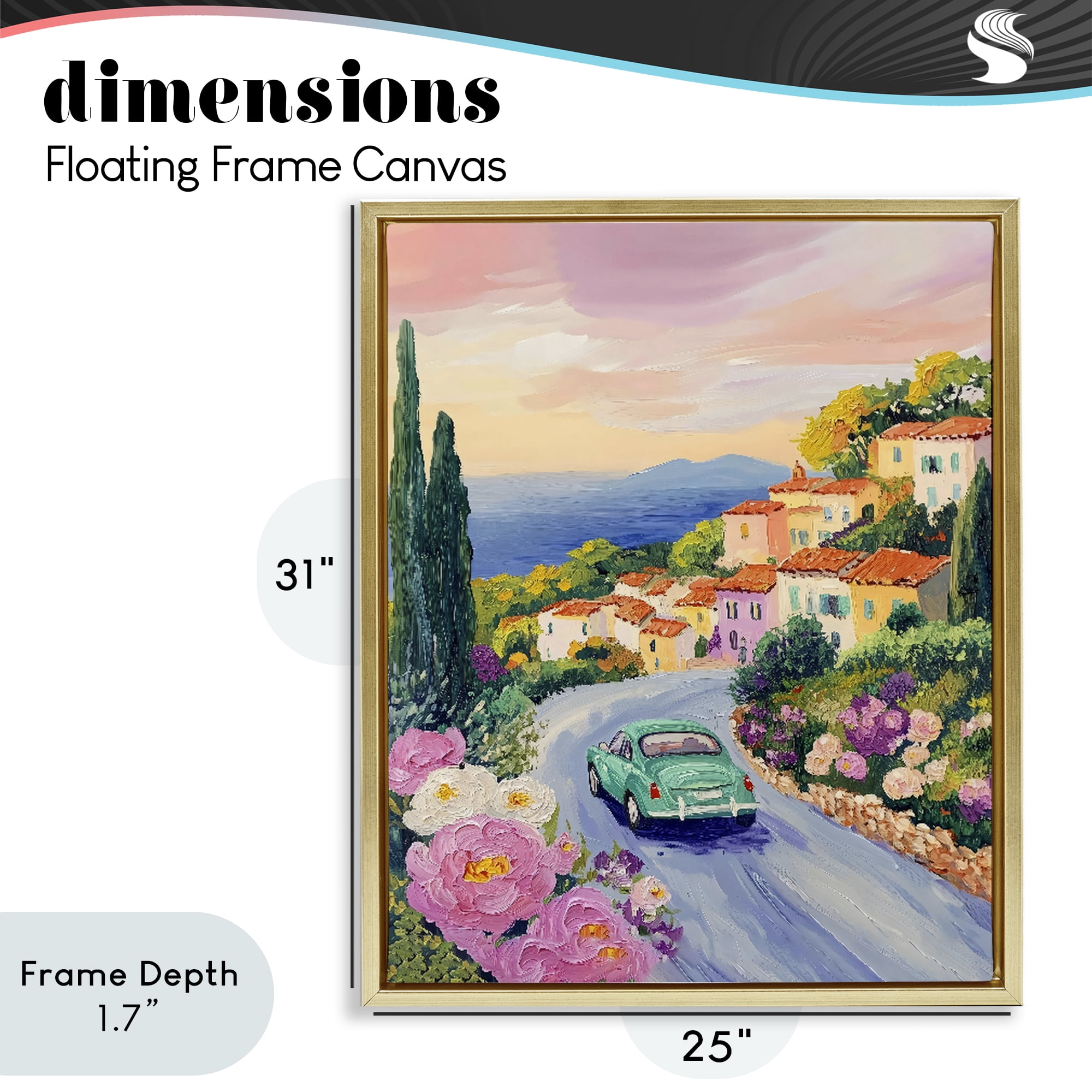 Stupell Industries Driving Along The Coast Gold Framed Floater Canvas Wall Art, design by The Prints Vibe