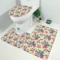 thumbnail image 2 of Pioneer Flower Floral Print Pattern Bathroom Rugs Sets 3 Piece,Toilet Cover Set,Absorbent Non Slip Bathroom Mats Sets with U-Shaped Contour Rug Toilet Rug Set, 2 of 5