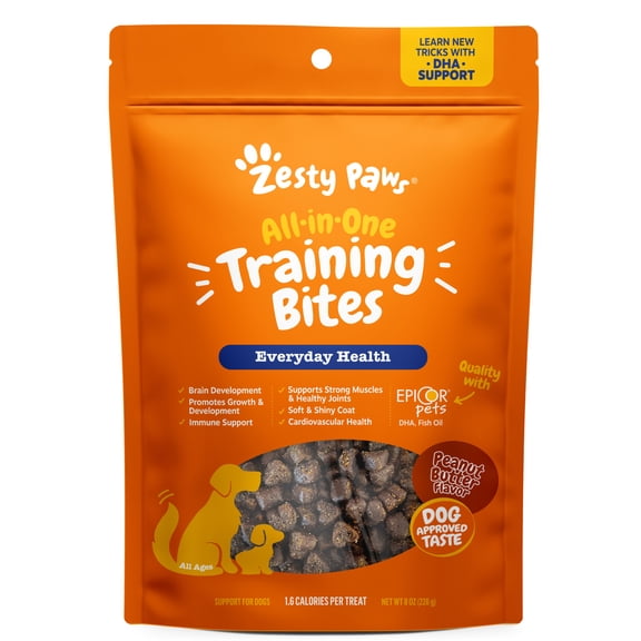 Zesty Paws All-In-One Training Treats for Dogs, 8 oz Soft Chews, Multiple Flavors Available