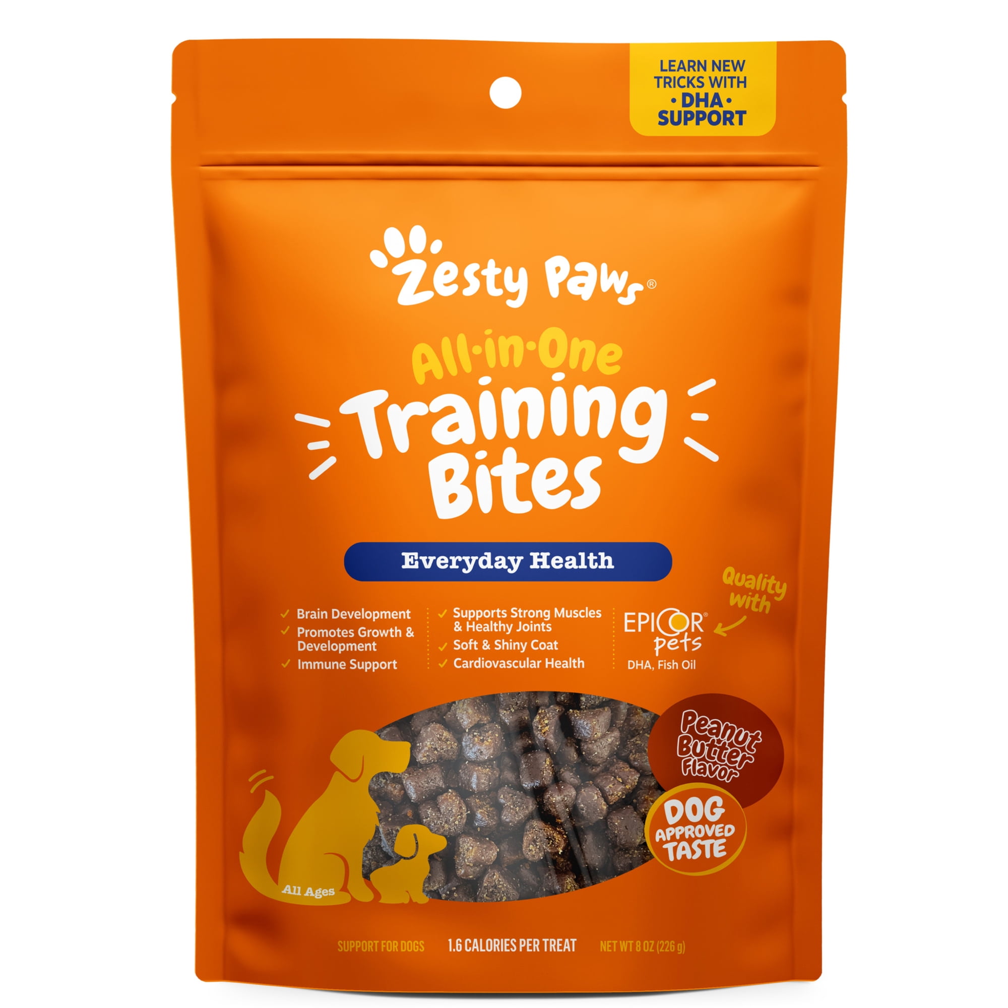 Zesty Paws All-in-One Training Bites Peanut Butter Flavor, 8oz