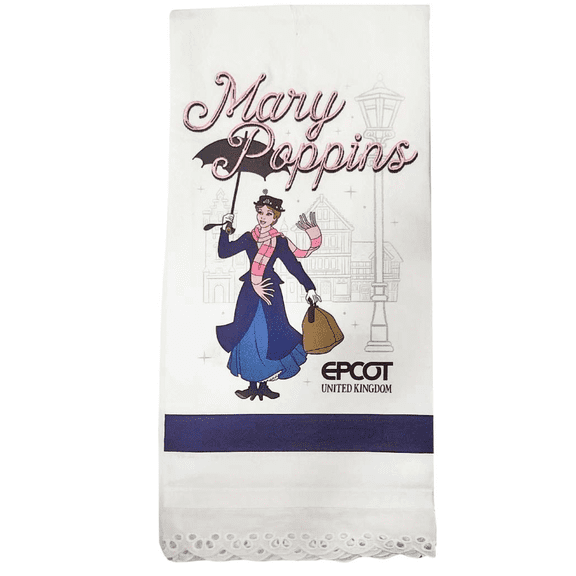 Disney Parks Kitchen Towel Mary Poppins Eyelet Lace Trim Tea Towel New With Tag