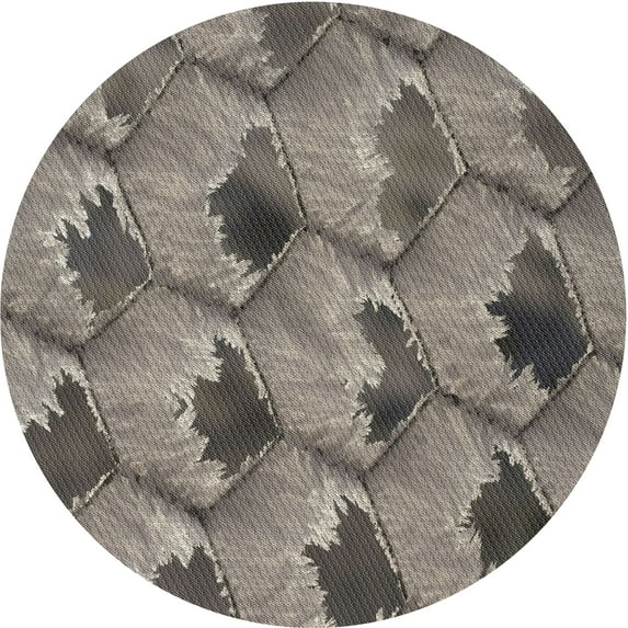 Ahgly Company Machine Washable Indoor Round Transitional Black Area Rugs, 6' Round