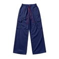 thumbnail image 2 of Women's High Waist Wide Leg Cargo Pants Pockets Drawstring Elastic Waist Casual Comfy Trousers 2026 Trendy Fashion Streetwear for Daily Wear, 2 of 4