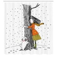 thumbnail image 3 of Ambesonne White and Black Shower Curtain, Girl with Pug, 69"Wx84"L, White and Black, 3 of 3