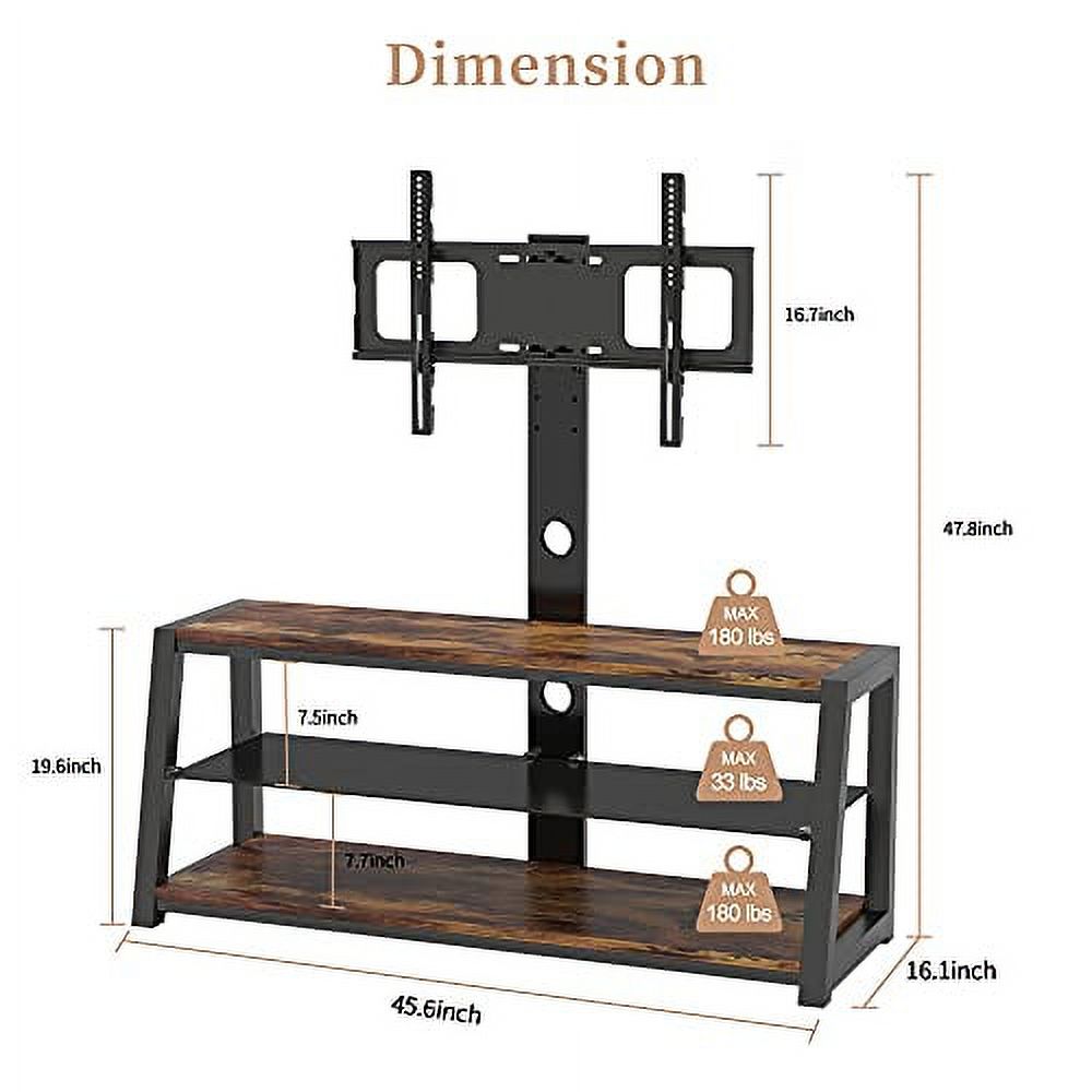 ZEKOshop TV Stand for 50 55 60 65 Inch TV with Metal Frame Height Adjustable Universal Swivel Storage Entertainment Center Holds Up to 110 lbs TV Console Table for Living Room, Bed Room (Wood)