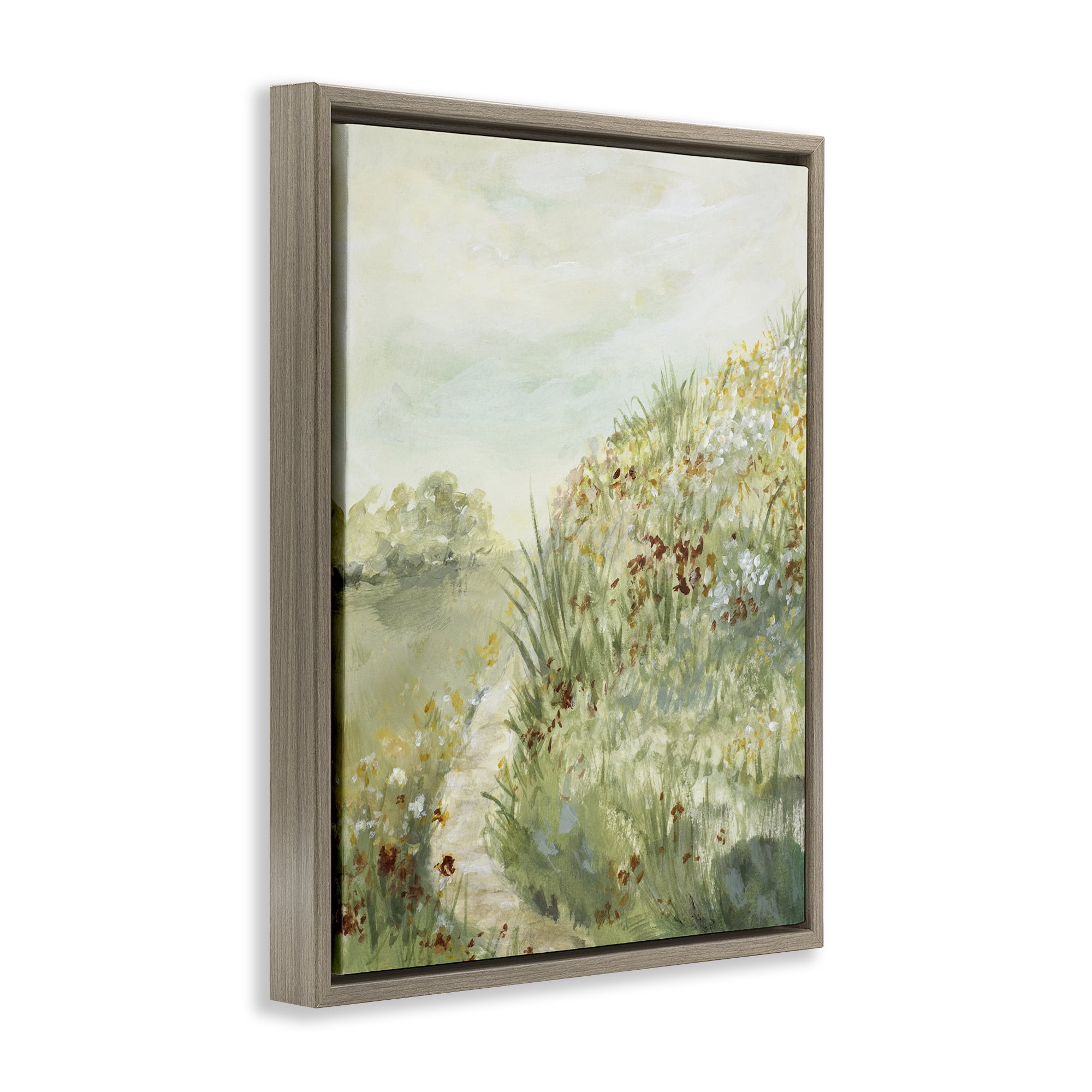 Stupell Industries Hilltop Blooms & Winding Trail Brown Framed Floater Canvas Wall Art, design by Lanie Loreth