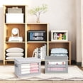 thumbnail image 2 of Homsorout Storage Bins with Lids, Fabric Cube Storage Organizer Bins with Clear Window, Foldable Storage Baskets, Closet Organizers and Storage Boxs for Cloth, Toys, Books, DVDs, 3 Pcs, Stripe, 2 of 6
