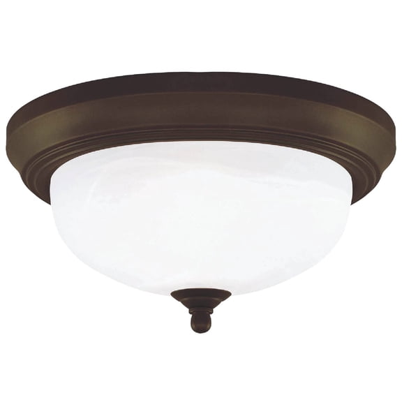 Westinghouse Lighting 64291 13-Inch Two-Light Flush Mount Fixture, Oil Rubbed Bronze with Frosted White Alabaster Globe