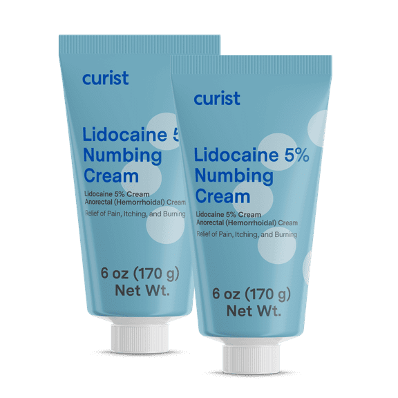 Curist Lidocaine 5% Cream - 12 oz (2 Pack) | Pain Relief Numbing Cream 5% Lidocaine for Hemorroids