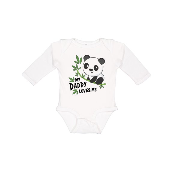 Inktastic My Daddy Loves Me- cute panda Boys or Girls Long Sleeve Baby Bodysuit