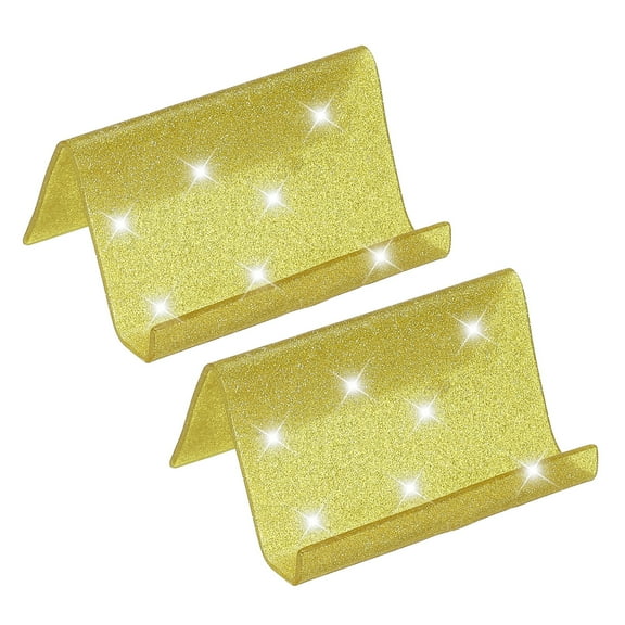 Business Card Holder for Desk, 2Pcs Acrylic Business Card Holders Shine Card Stand Organizer Cards Display for Office, Yellow