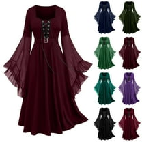 Jsaierl Womens Halloween Costumes Vintage Medieval Elegant Goth Plus Size Dresses Adult Costumes Irish Steampunk Ball Gown Renaissance Dress