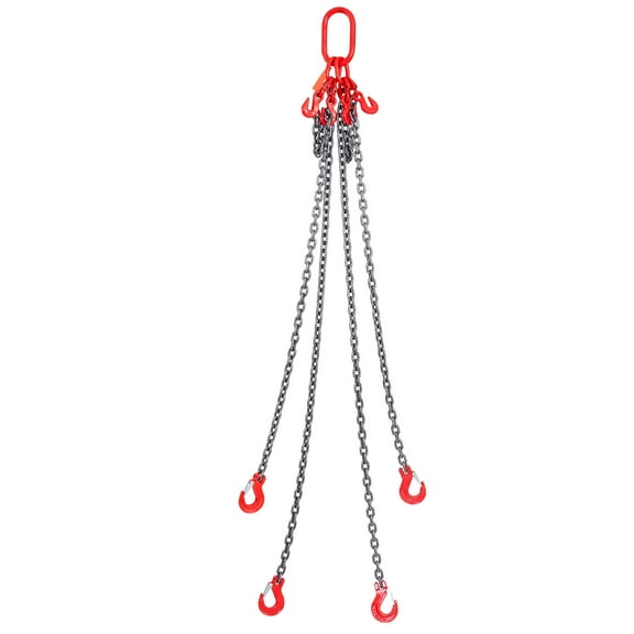 KFFKFF Chain Sling, 5/16 inch x 5 ft Lifting Chains with Hooks, G80 Engine Chain Hoist Lifts, 11000 lbs/5 Ton Lifting Sling Chains for Engine Hoist, Engine Lift Chain with 4 Leg Grab Hooks