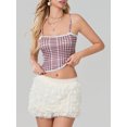 thumbnail image 6 of Raccmtaty Women's Plaid Crop Cami Tops Sleeveless Tiny Bow Front Camisole Lace Trim Tank Tops, 6 of 7