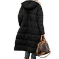 thumbnail image 2 of Innerwin Overcoats Long Sleeve Ladies Fleece Jacket Winter Hooded Loose Sherpa Coat Black S, 2 of 3