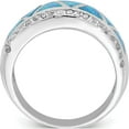 thumbnail image 2 of Sterling Silver Rhodium-Plated Triangle Lab Created Blue Opal & Cz Ring (Size 8) Made In China qr6991-8, 2 of 5