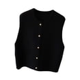 thumbnail image 4 of Chaleco de punto, ropa, diseño vintage, botonadura sencilla, cárdigan cómodo. Negro, 4 of 9