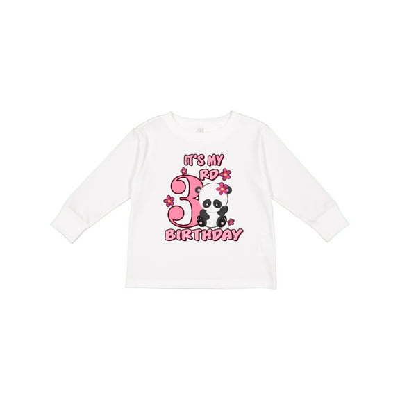 Inktastic It's My Third Birthday with Panda Bear Girls Long Sleeve Toddler T-Shirt