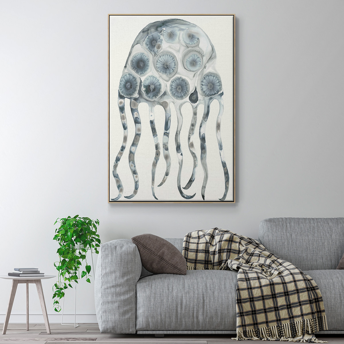 Silver Jelly Framed Premium Gallery Wrapped Canvas - Ready to Hang - 27 x 41 - Natural Wood Floating Frame