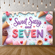 Yatrandify Ice Cream Theme Sweet Birthday Banner Candy Cone Decorative Backdrop for Kids Party Celebration Decoration Event