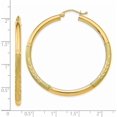 thumbnail image 4 of 14k Yellow Gold Satin and Diamond-cut 3.2mm Round Hoop Earrings - 45mm, 4 of 6