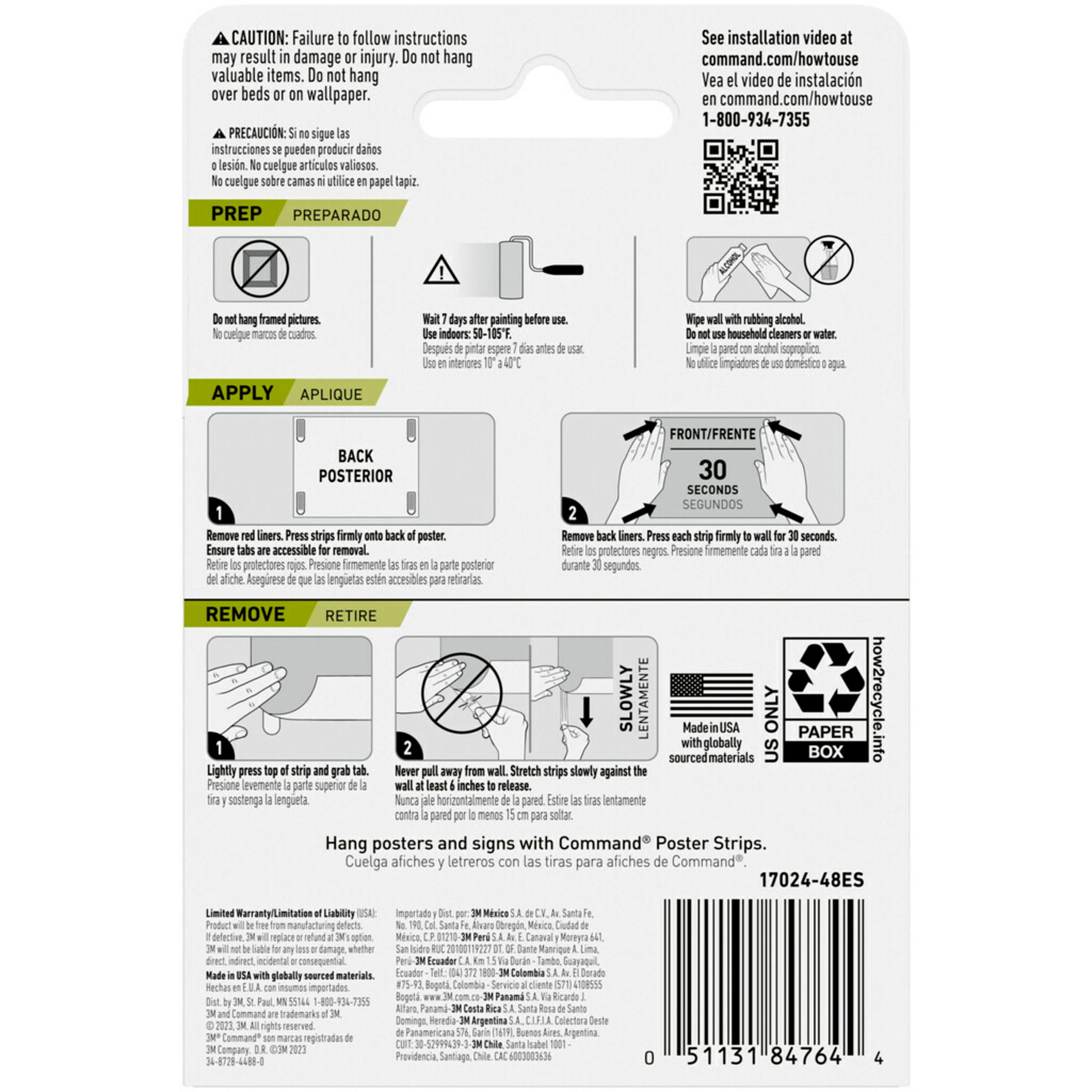 Command Small Poster Strips 48 Command Strips Damage Free White