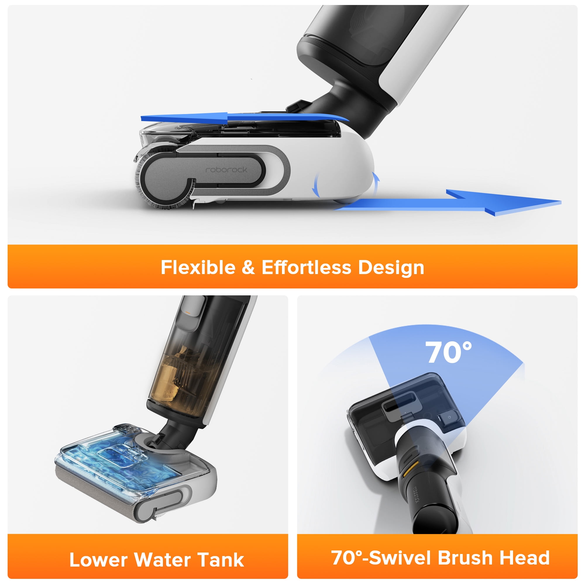 Roborock F25 LT Wet/Dry Vacuum Cleaner, 20000Pa Floor Cleaner, cordless, Hot Air Flash Drying & High Temperature Self Cleaning, Black