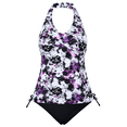 thumbnail image 4 of Hilor Womens Ruched Two Piece Bathing Suits Tummy Control Swimwear Halter Tankini Swimsuits, 4 of 6