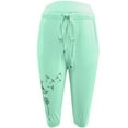 thumbnail image 2 of Gomelly Women Cropped Pants Mid Waist Bottoms Casual Lounge Pant Ladies Baggy Summer Tapered Green 3XL, 2 of 3