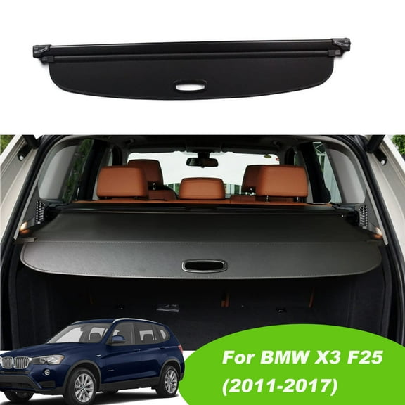 Fit 2011-2017 BMW X3 Retractable Cargo Cover for 2011 2012 2013 2014 2015 2016 2017 BMW X3 SUV Accessory Rear Trunk Privacy Shield Shade, Black