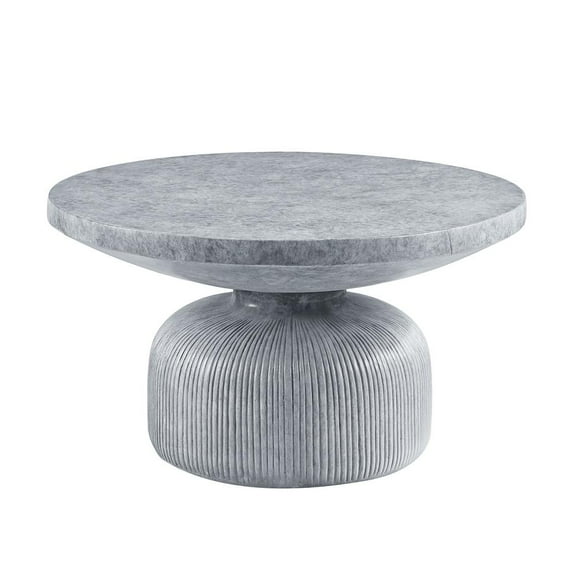 Acme Furniture Round Coffee Table, Weathered Gray Finish