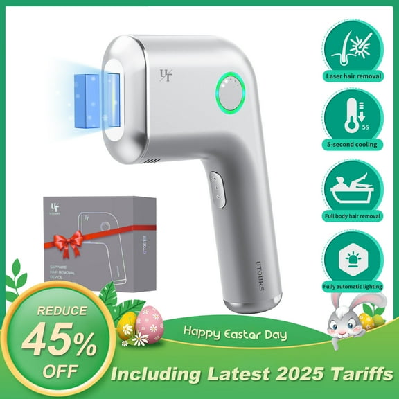 DOPI Hair Removal for Women & Men, 45°F Ice-Cooling Contact, Safe & Virtually Painless Alternative to Salon Hair Removal Device, Long-Lasting Hair Removal from Home, with Razor & Glasses