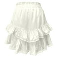 thumbnail image 4 of MIXUE Skirts For Women Summer Solid Color High Waist Ruffled Casual Boho Mini Tennis Skirt Activewear,White,XL, 4 of 5