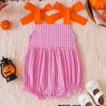 thumbnail image 4 of Vdoaml Baby Girl Halloween Outfit Newborn Spaghetti Straps Romper Infant Holiday Party Smocked Bodysuit Pink 6-12 Months, 4 of 5