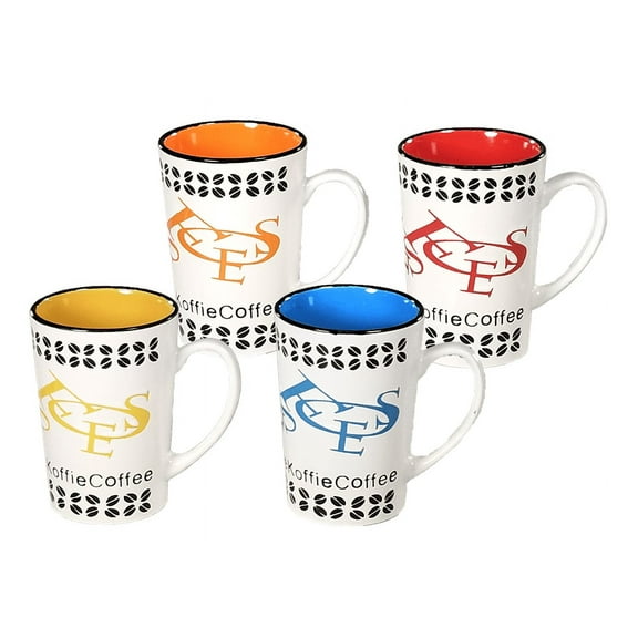 House 2 Home 4 Pc 17oz Multi-Color Ceramic Coffee Mug Set